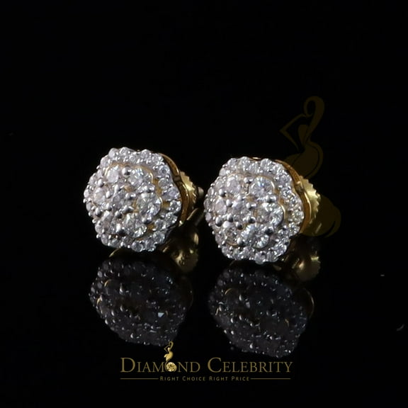 Diamond Celebrity's 0.50ct VVS D Moissanite Floral Stud Earrings 925 Silver Yellow for men & Women