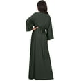thumbnail image 3 of KOH KOH Long Kimono Sleeve with Sleeves Wrap Fall Winter Empire Waist Flowy Casual Formal Cute Maternity Robe Abaya Tall Maxi Dress Gown For Women Olive Green XXX-Large US 22-24 NT023, 3 of 5