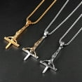 thumbnail image 3 of MATROOY Men's Stainless Steel Upside Down Cross Necklace for Men Inverted Pendant Chain-B, 3 of 9