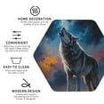 thumbnail image 4 of Pofeuu Lonely Night Sky Wolf Print Leather Coasters Set of 6, Round Cups Mugs Mat Pad for Home Kitchen Heat Resistant Drink Coasters,Hexagon, 4 of 7