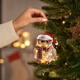 thumbnail image 5 of QISIWOLE 2D Christmas Owl with Glasses Hat Scarf Tree Ornament, Festive Hanging Decoration, 3.15 x 3.15 in Plastic Ornament, for Christmas Tree and Holiday Decor, 5 of 7