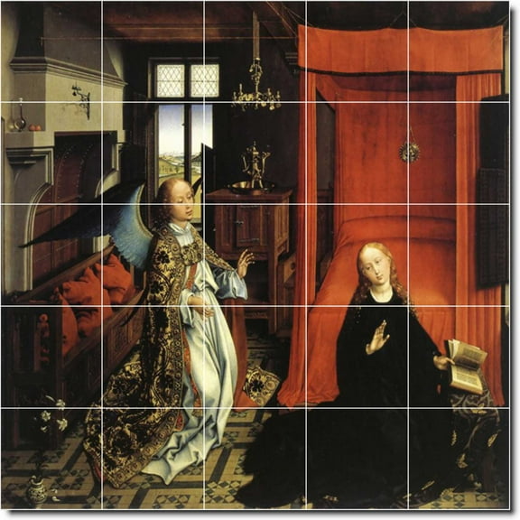 Ceramic Tile Mural-Rogier Weyden Angels Wall Tile Mural 2. 40" w x 40" h using (25) 8 x 8 ceramic tiles