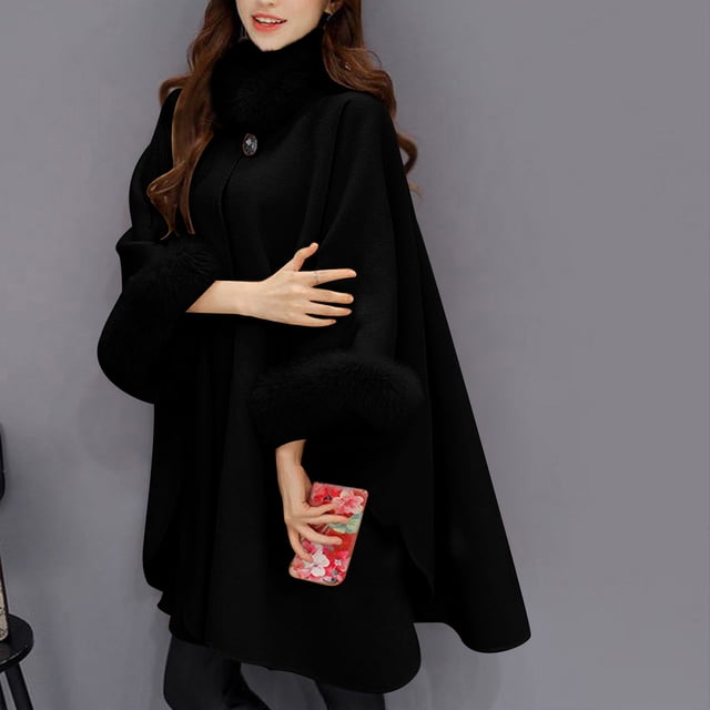 LSLJS Mode Femmes Garder au Chaud Veste Décontractée en Laine Manteau d'Extérieur Col Cardigan Cloak Manteau