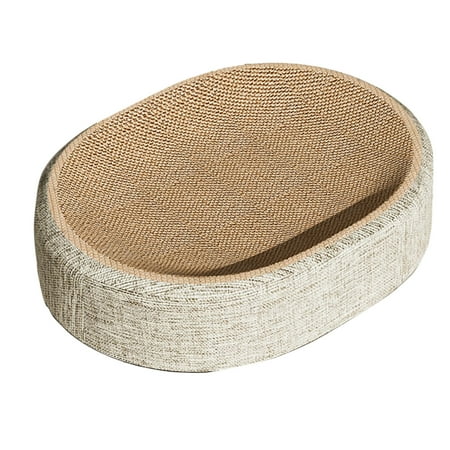 Leojiow Cat Scratching Board 2 In 1 Scratcher Cat Bed Mat | Oval Cat Scratcher Pad Pet Bed Scratch Pad Sleeping Mat Beige 41X31X10Cm