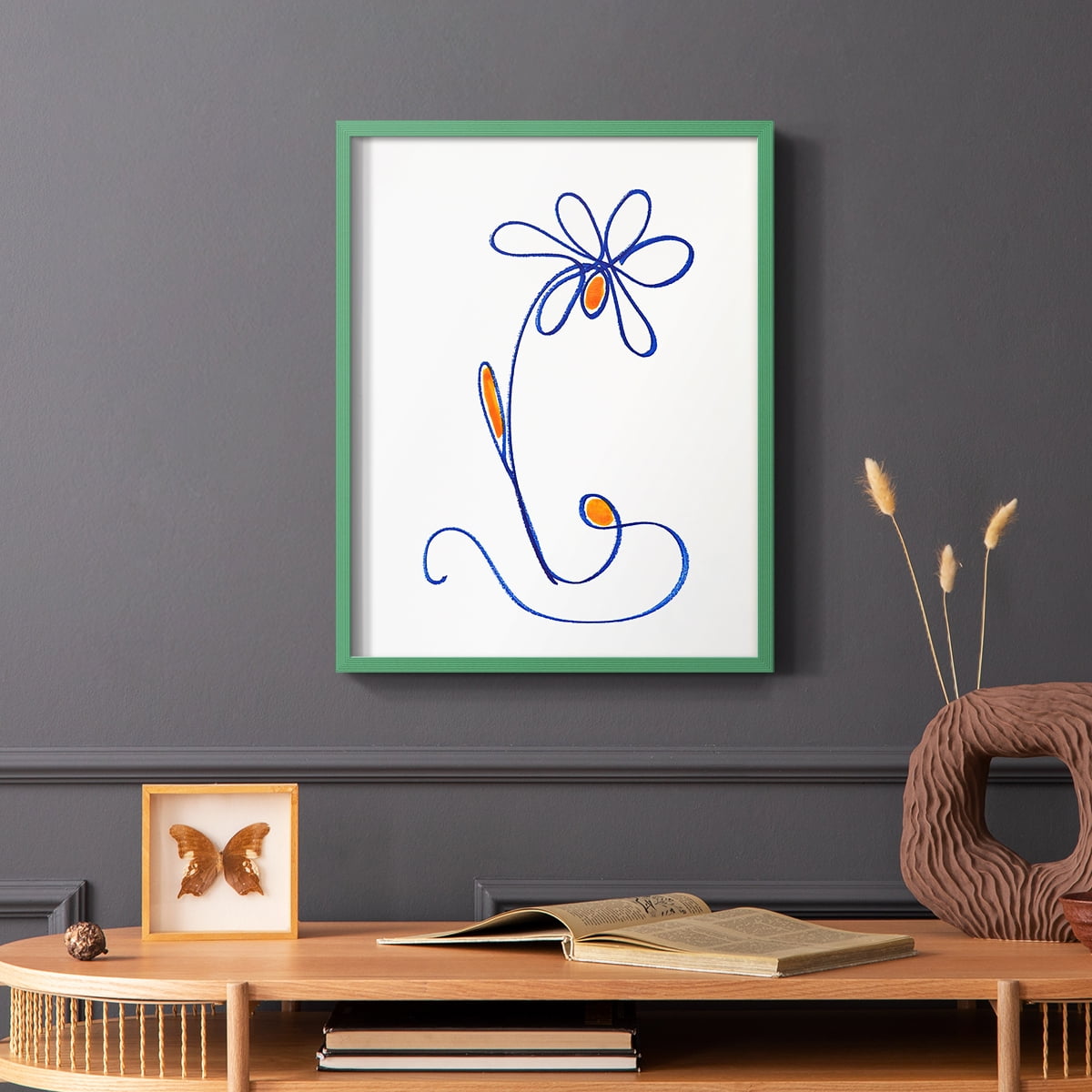 Wobbly Blooms II Framed Print - Solid Wood in Single Picture Frame Solid Wood 2 Framed Print