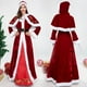 thumbnail image 3 of Disfraz de Navidad de talla grande de Papá Noel con chal, vestido de Navidad para mujer adulta, ropa de actuación escénica, conjunto completo, ropa para hombre, 3 of 5