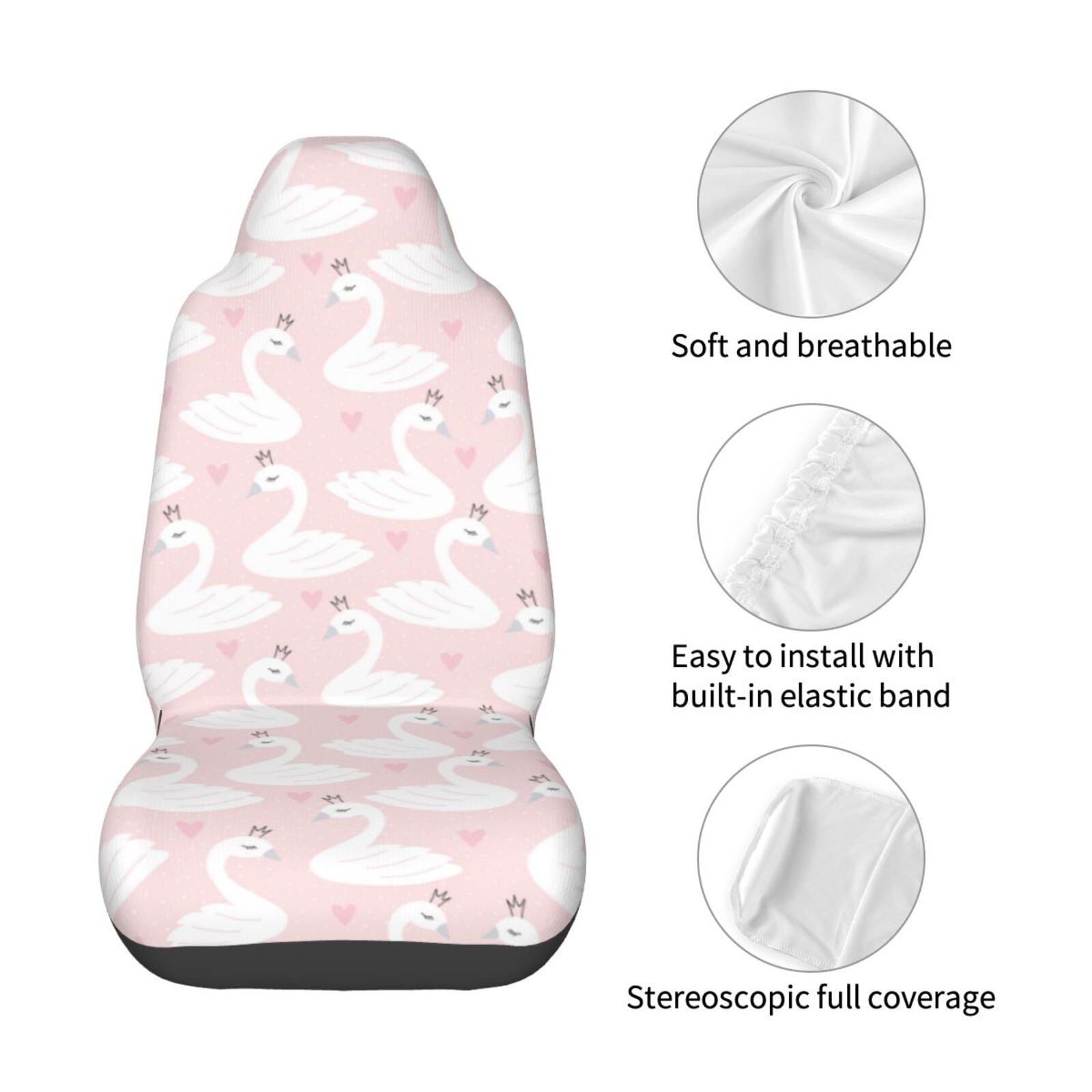 Naloa Swan1 Car Seat Covers Universal Front Seat Coves for Car Accessories ,Padded Car Covers for Automotive, SUV, Truck, and Van