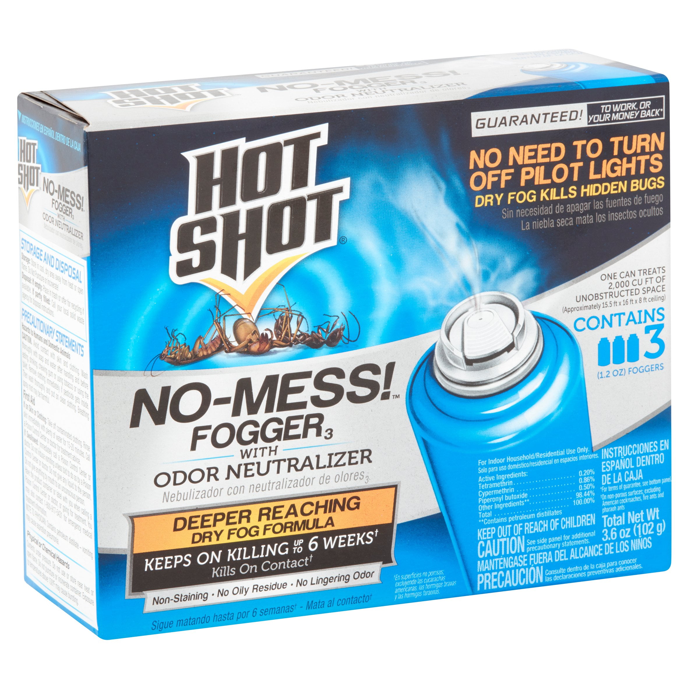 4 packsHot Shot Fogger NoMess With Odor Neutralizer, 3Count, 1.2