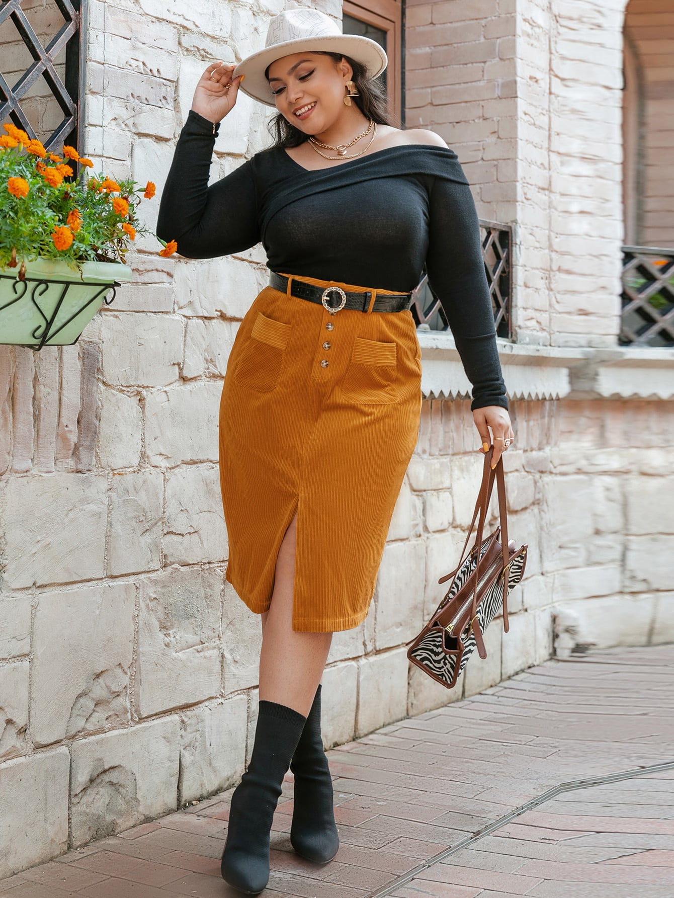 brown corduroy skirt xxl