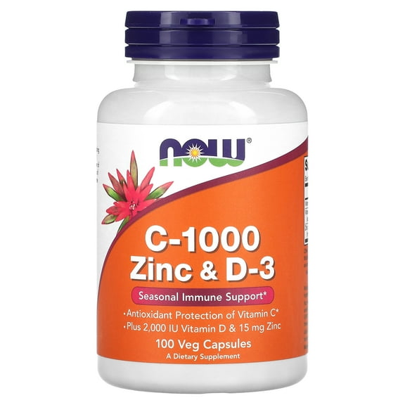 NOW Foods C-1000 Zinc & D-3, 100 Veg Capsules