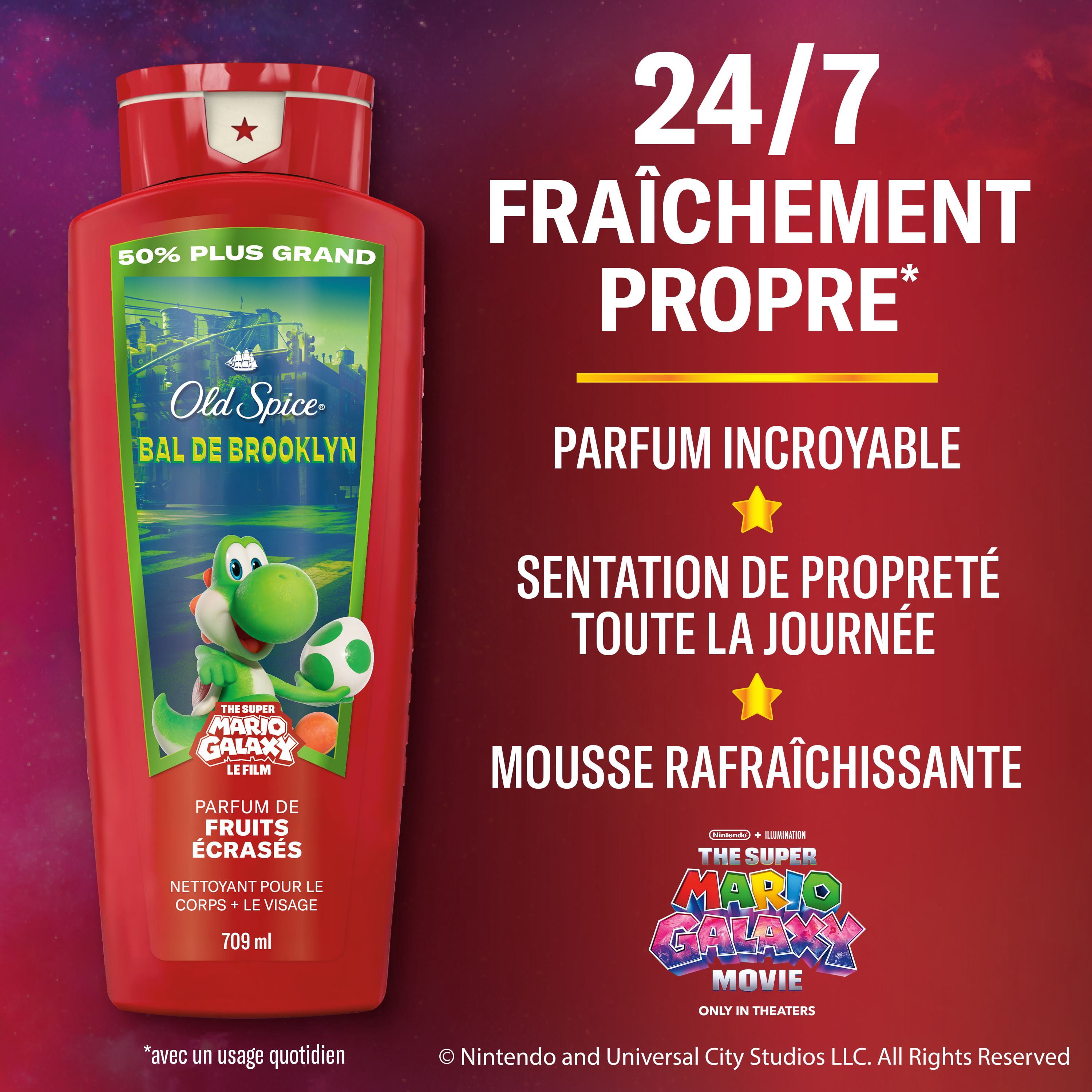 Old Spice Body Wash for Men, Brooklyn Bounce, Scent of Smashed Fruit, Old Spice x The Super Mario Galaxy Movie, 24/7 Shower Fresh