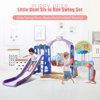 Cjhdym 6 in 1 Kids Slide Swing Set Toddler Freestanding Climber Playground Baby Play Climber Slide Playset for Indoor Outdoor Backyard Home with Basketball Hoop Football Gate Baseball Set