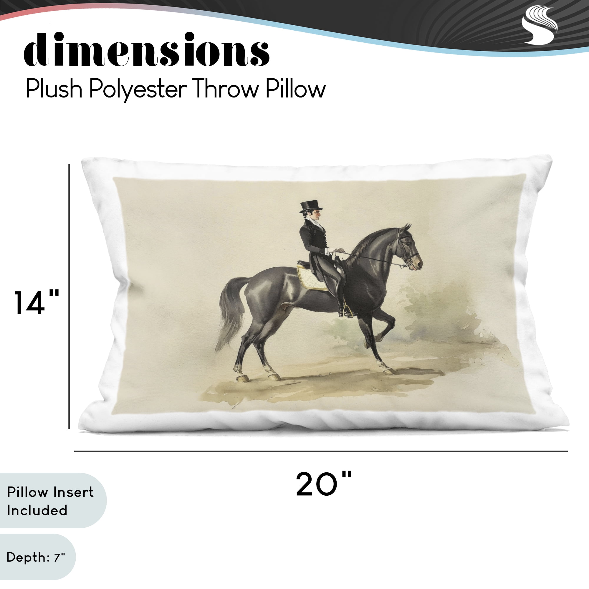 Stupell Industries Gentleman on Horse Portrait Decorative Printed Throw Pillow, design by Sisi and Seb, 14 x 7 x 20