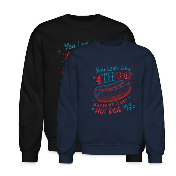 EcoLoom 4th July Make Me Want Hot Dog Real Bad Long Sleeve Unisex Midweight Crewneck Sweatshirt