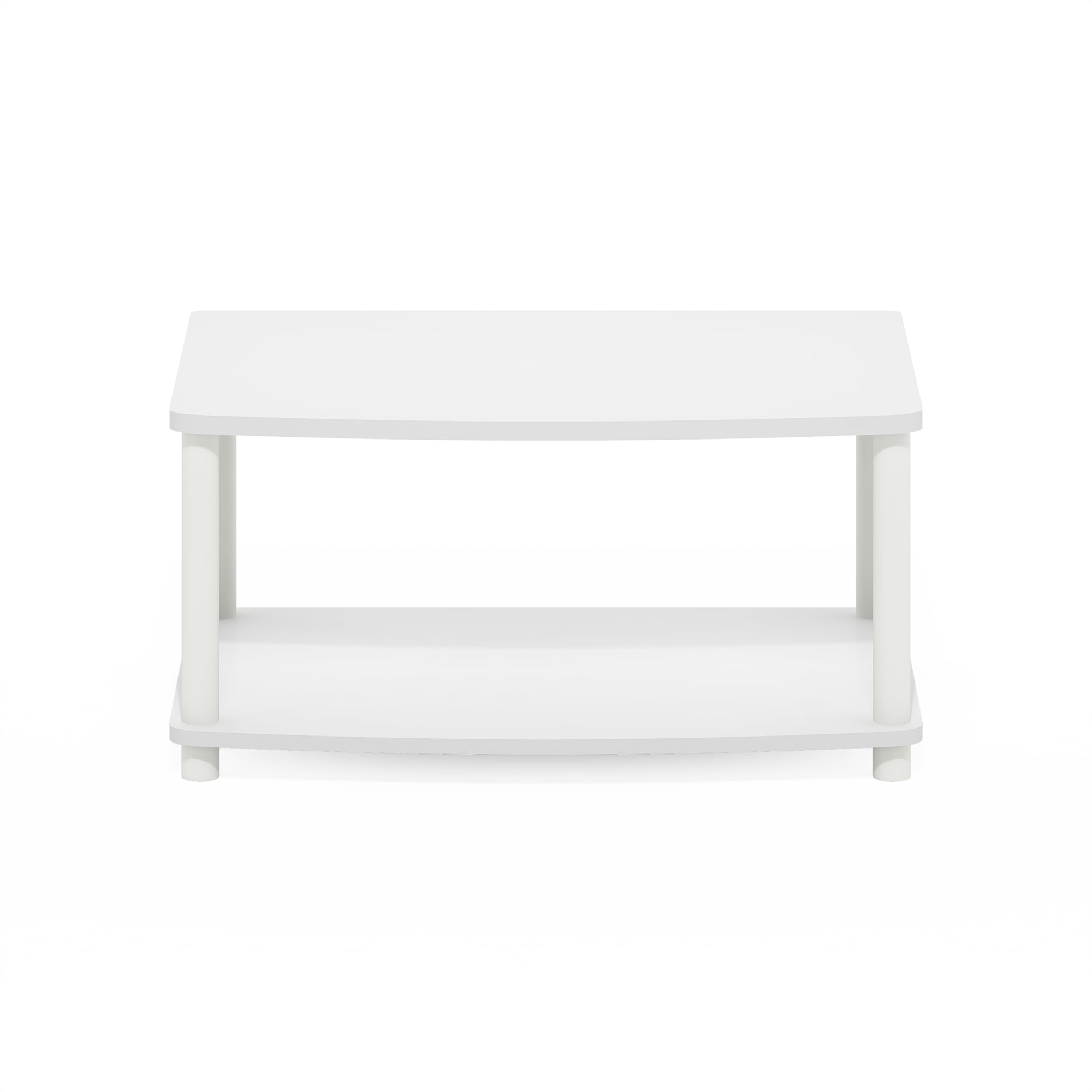 Furinno TURN-N-TUBE No Tools 2-Tier Elevated TV Stands in White/White