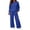 Blue #106, variant on Women's 2 Piece Sweatsuit Set Crewneck Pullover and Wide Leg Pants Relaxed Casual Fall Fleece Lounge Outfit Set