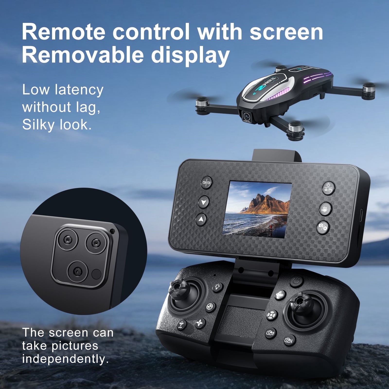 HNZENBW A118 8K RC Drone with Dual Camera for Kids & Adults,Optical Flow & Cool Lights,Brushless Motor & 2 Batteries