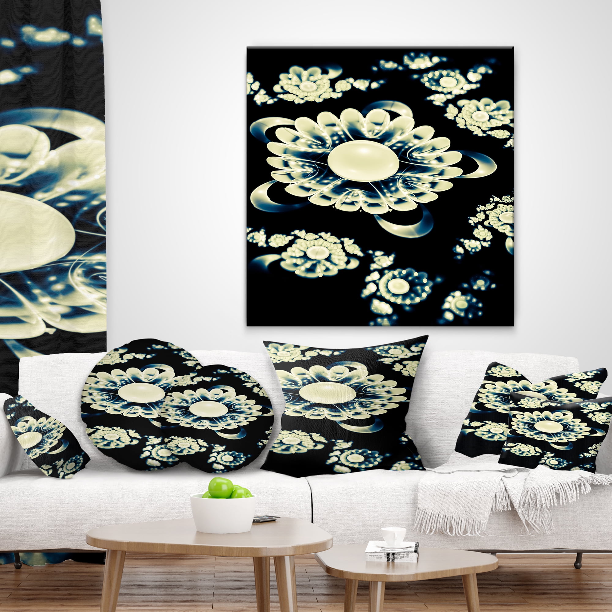 Designart 12" x 20" Black Polyester Throw Pillow