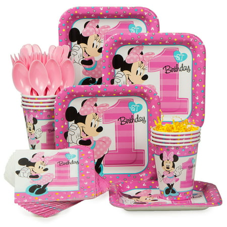 Minnie 1st Birthday Standard Tableware Kit (Serves