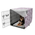 thumbnail image 2 of Valentines Dog Crate Cover, Heart Outlines Filled with Spring Inspired Flower Motifs, Easy to Use Pet Kennel Cover for Medium Large Dogs, 35" x 23" x 27", Pale Pink Purple Yellow, by Ambesonne, 2 of 6