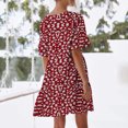 thumbnail image 5 of Liquidation d'Été 2025! Robe Grande Taille pour Femmes, Liquidation de Robe d'Été pour Femmes, Robe Décontractée d'Été pour Femmes Douce Mignonne Robe à Col en V avec Poches Imprimée Manches Courtes à Volants, 5 of 5