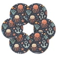 thumbnail image 7 of Yayeee 6 PCS Drink Coasters with Holder Set Woven Absorbent Round Tabletop Hot Pad, Red Jellyfish, 7 of 7