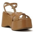 thumbnail image 4 of Soda Women Wedge Sandals Open Toe Ankle Strap Crisscross Platform TECNO-S Light Brown Tan Camel 8.5, 4 of 5