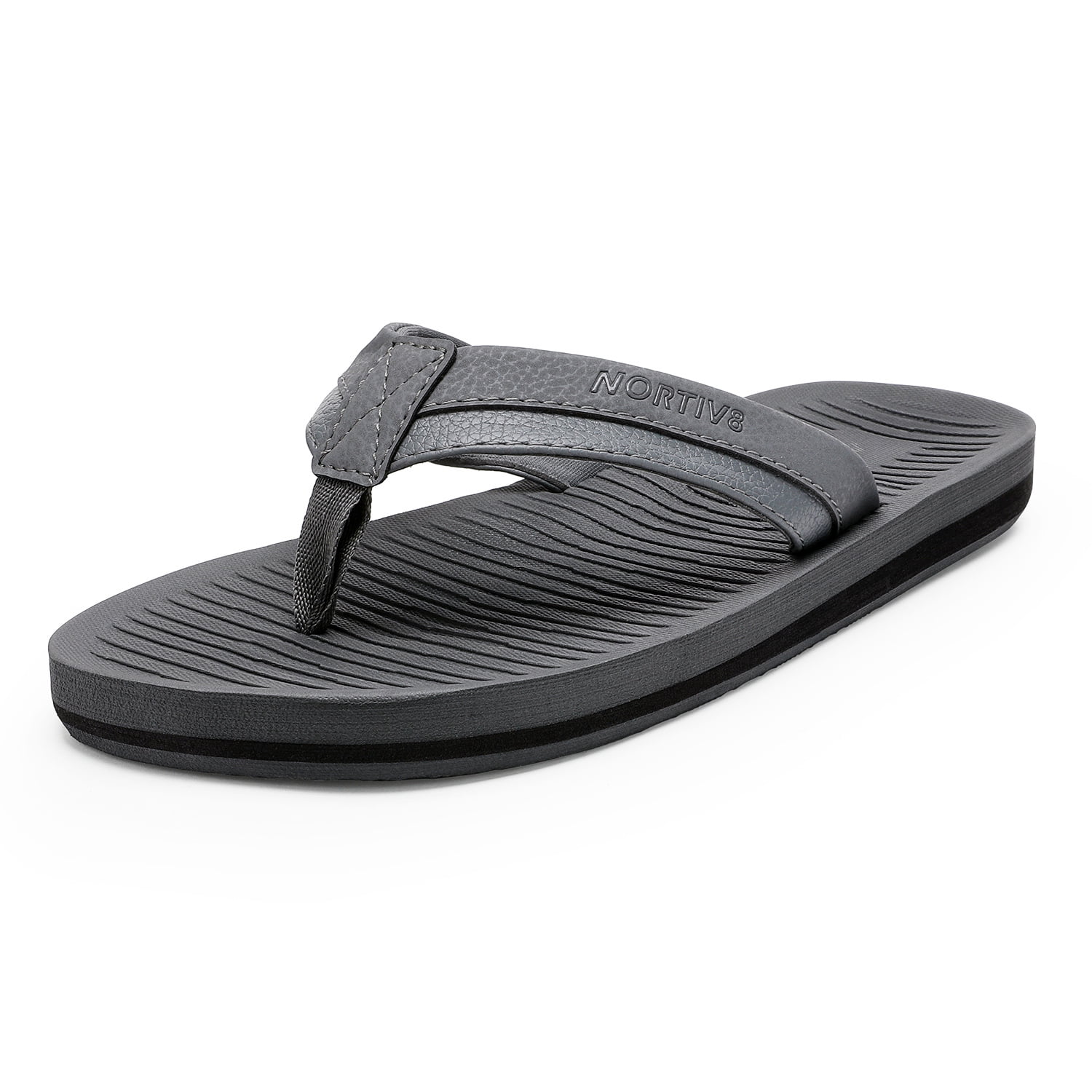 NORTIV 8 - NORTIV 8 Men's Thong Flip Flops Sandals Comfortable Lightweight Beach Shoes Dark Grey 