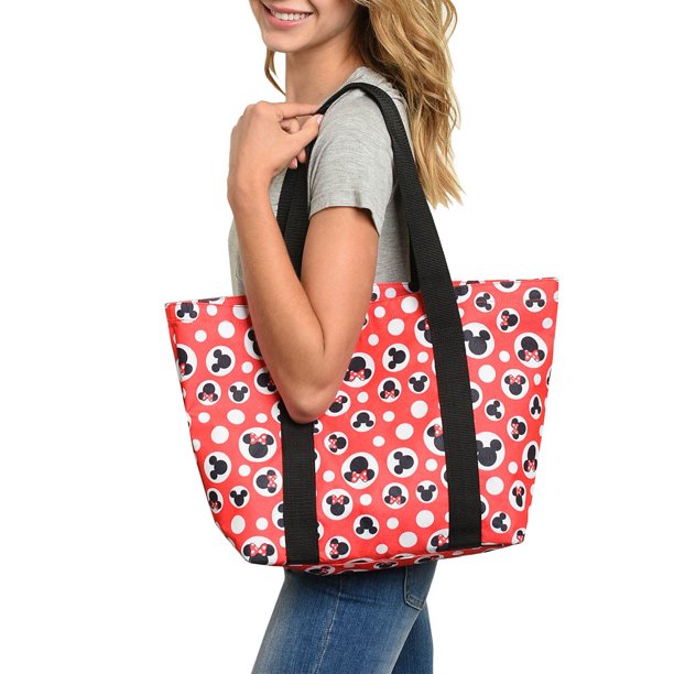 Disney Disney Mickey & Minnie Mouse Zip Tote Bag Red Polka Dots (Women's)