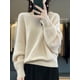 thumbnail image 3 of Suéter ligero de lujo para mujer, sudadera informal con capucha, 100 % lana merino, jersey de punto de cachemira de manga larga, top coreano otoño invierno 2023, 3 of 5