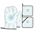 thumbnail image 1 of YFYANG Kits Mitaines et Porte-Pots 4 Pièces, Résistant à la Chaleur Abstract Snowflake Pattern Kitchen Gant Pot Mat pour la Cuisson et la Cuisson, 1 of 8