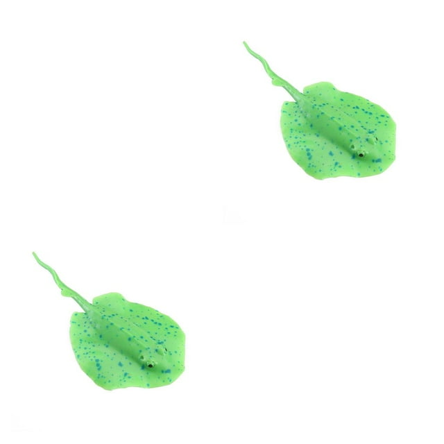 Greeniant Silicona que brilla intensamente Acuario Artificial Manta Ray Fish Tank Fake Devil Ray Adorno acuático Verde 2piezas Greeniant CBP005599