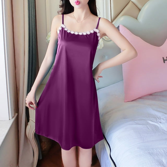 Ovzne Robes Grande Taille pour Femmes Rondes Robe Mode Femmes Été Col en V Décontracté Sans Manches Chemises de Nuit Robe Maxi Grande Taille Liquidation
