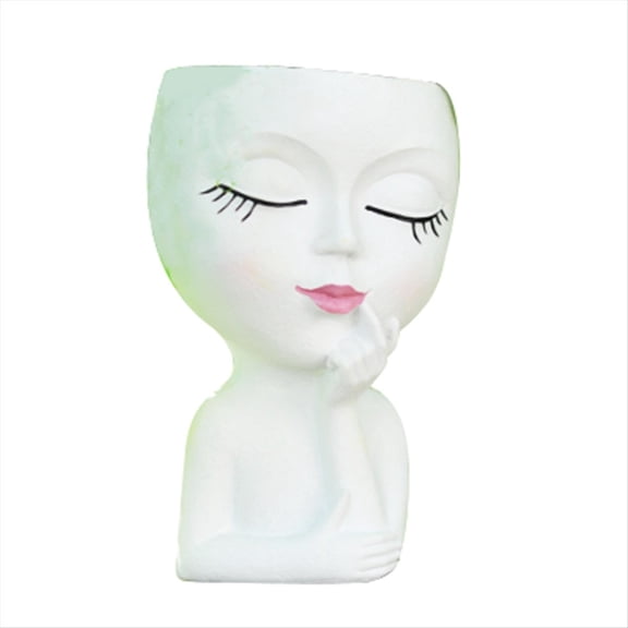 Rollbacks & More Cute Head Flower Pot/Face Pot, for Indoor Plants, Girl Face Pot Lady Pot,White
