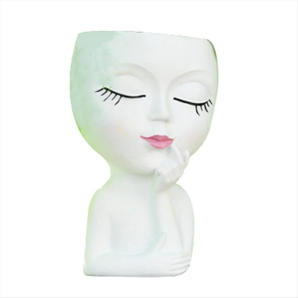 Maceta con Cabeza/Maceta con Cara, para Plantas de Interior, Maceta con Cara de Niña, Maceta con Cabeza de Dama,