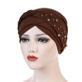 thumbnail image 2 of Womens Large Elastic Solid Color Comfortable Flat Hat Single Color Stud Bead Single Color Single Strip Stud Bead Drill Braid Cap, 2 of 4