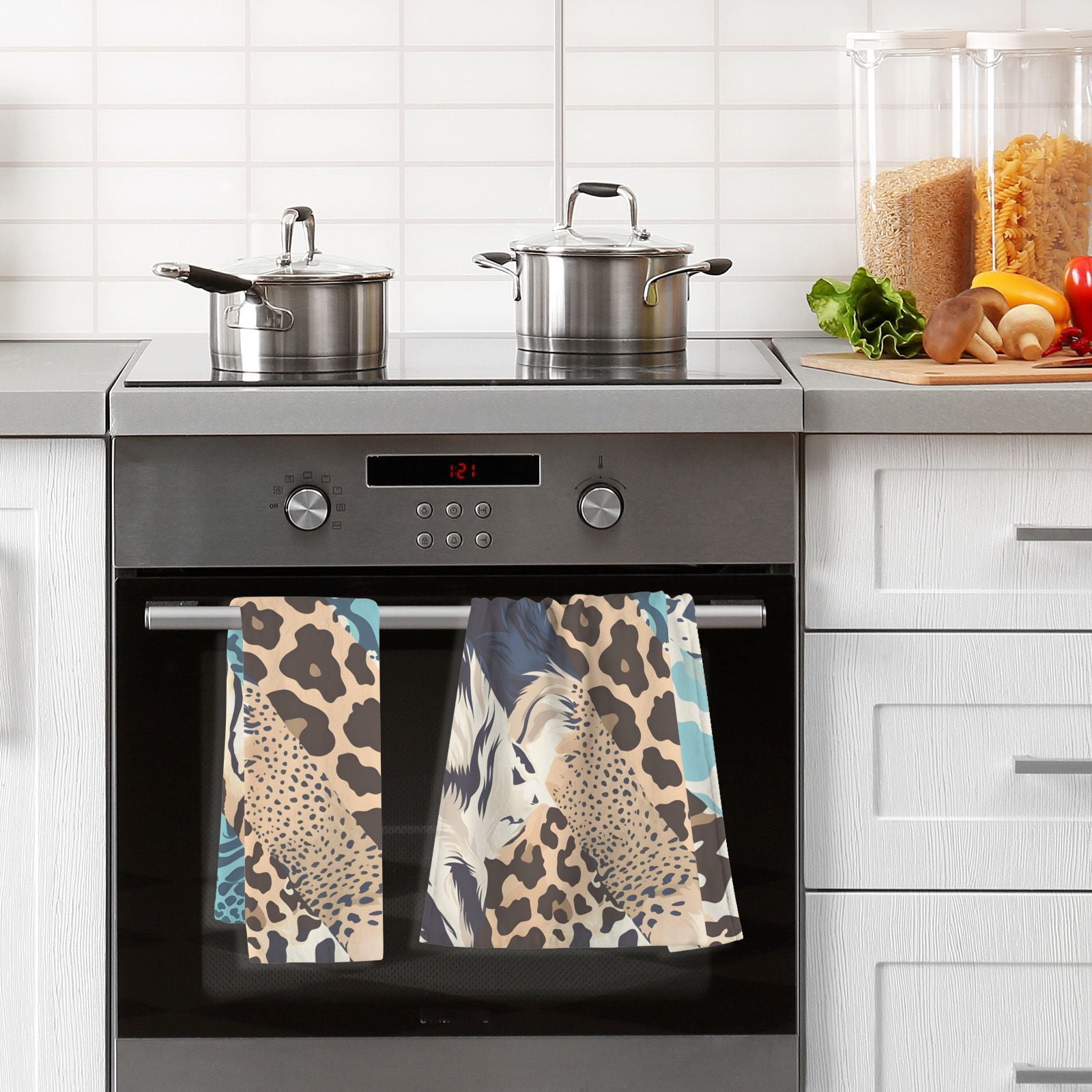 Cheetah Leopard Skin Hand Towels Cotton Bath Towels Large Face Towels Absorbent for Bathroom 2 Packs