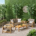 thumbnail image 6 of GDF Studio Beacher Outdoor 4 Piece Wood and Wicker Chat Set, Mixed Mocha, 6 of 8
