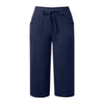 thumbnail image 5 of Wlynlyn Capri Pants for Women Casual Knee Length Capris Summer Straight Leg Loose Beach Cropped Pants with Pockets, 5 of 6