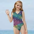 thumbnail image 5 of FOR U DESIGNS Colorful Leopard Print Kids Summer Swimsuit Athletic One Piece Beach Swimwear Elastic Sleeveless Bathing Suit for Girls 3-4 Years Old, 5 of 8