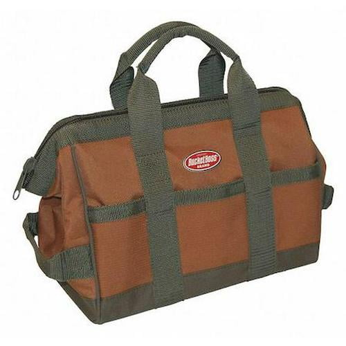 Bucket Boss Tool Bag, 16 Pocket, 12 x 7 x 9 , Double Wall 600 Poly Ripstop Fabric, 16 Pockets
