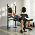 thumbnail image 2 of Soozier Adjustable Weight Bench with Barbell Rack and Leg Developer for Weight Lifting and Strength Training Multifunctional Workout Station for Home Gym Fitness, Black, 2 of 10
