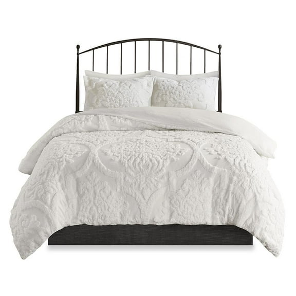 Seraphina White Chenille Duvet Cover Set, Belen Kox