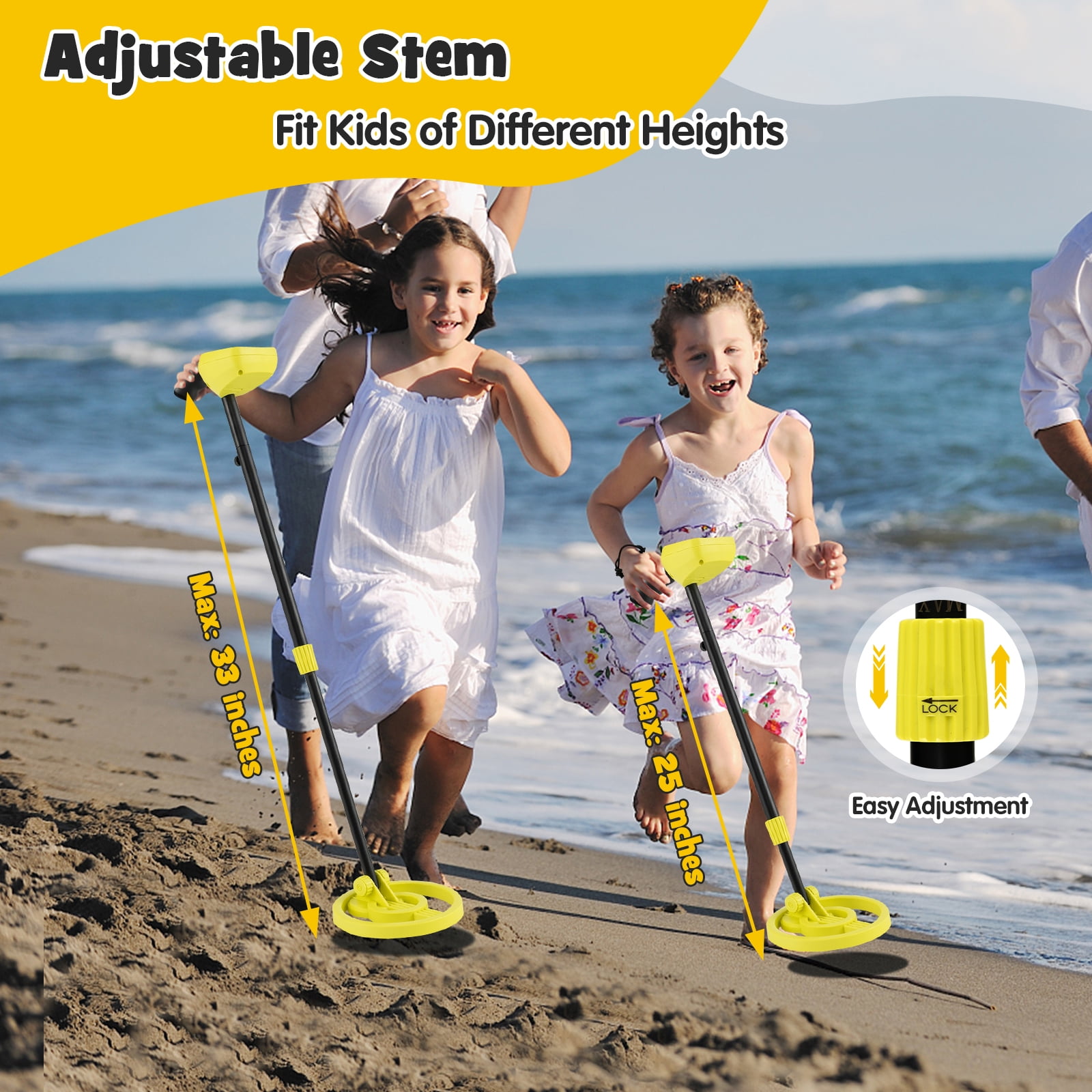 Topbuy Detector for Kids Waterproof Kids Metal Detector w/LCD Display High Accuracy Adjustable(25"-33") Search Coil