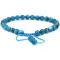 thumbnail image 1 of Natural Blue Apatite Gemstone 6mm Round Beads Adjustable Bracelet 7" Unisex, 1 of 4