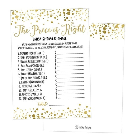 25 Gold Guess If The Price Is Right Baby Shower Game Ideas For Boys Girls Fun Party Activities Card Cute Best Gender Neutral Reveal Guessing Funny Question Bundle Pack For Couples Decorations (Best Housewarming Party Decoration Ideas)