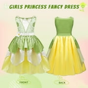 Jurebecia Princess Dress for Girls Fairy Frog Costume for Kids Birthday Party Dresses up Halloween Outfits Green 140 cm 7-8 Years