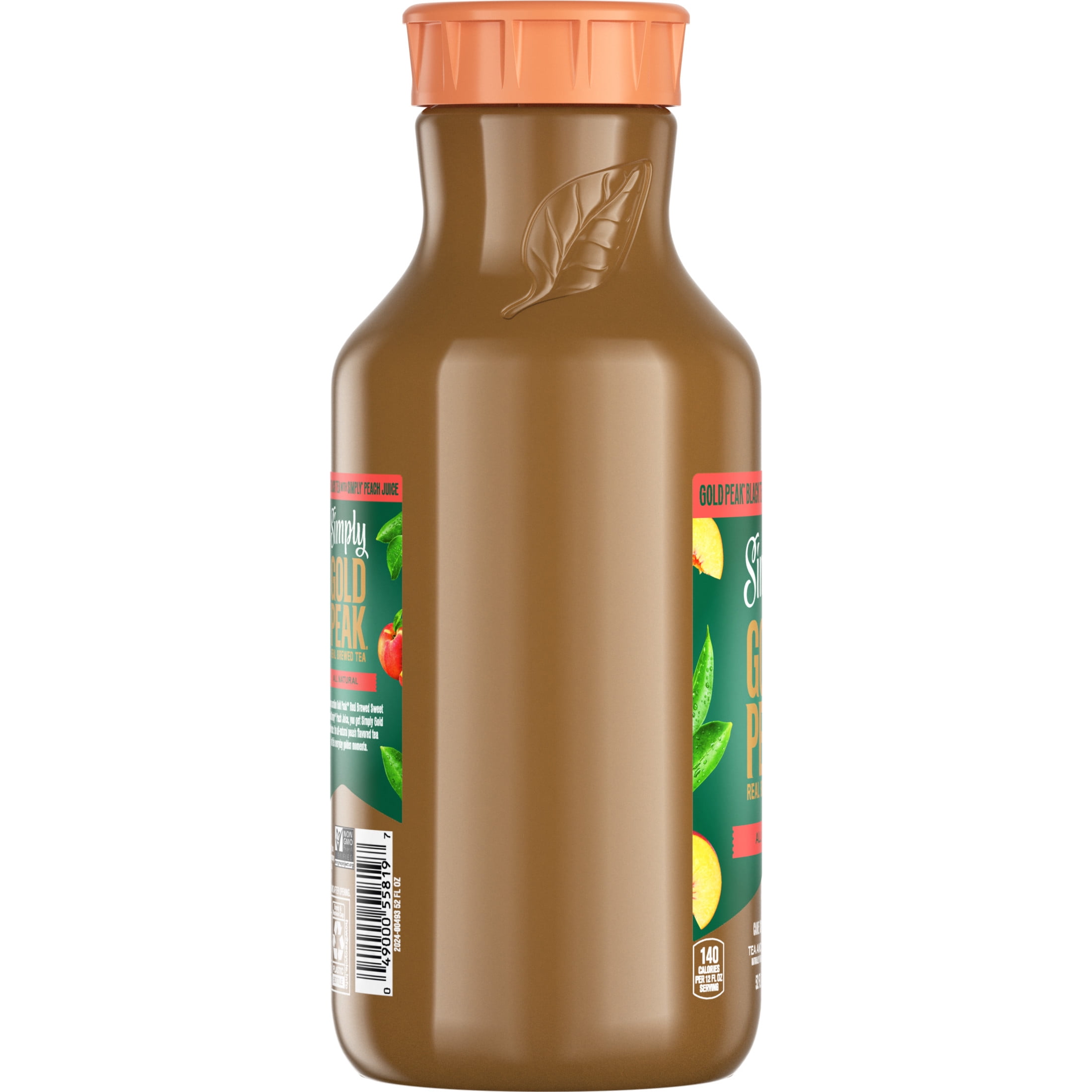 Simply Gold Peak Peach Iced Tea, Flavored Tea Bottle, 52 fl oz