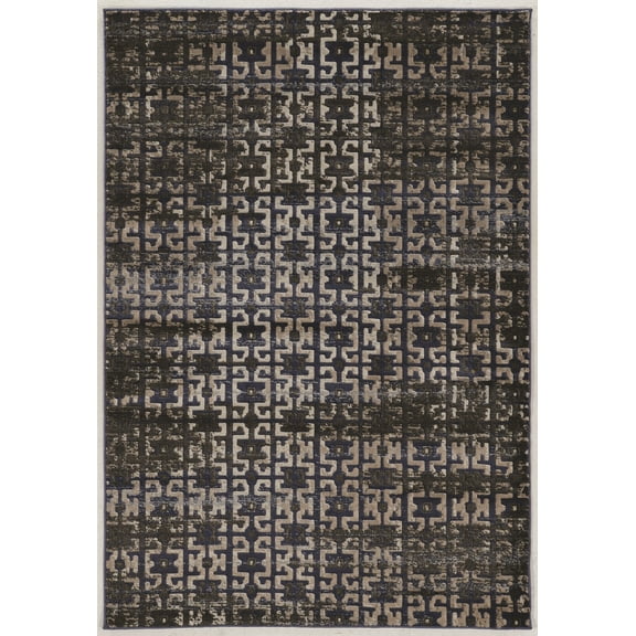 Linon Jewell Collection Vintage Maze Blue 5x7'6 Rug