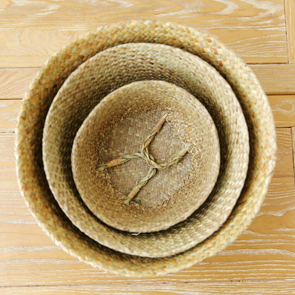 Plant Basket Wicker Basket Indoor, 12.6" Woven Seagrass Basket for Plants, Large Belly Basket, Woven Basket for Plant, Natural Picnic Tree Basket, Basket Planter, Large Plant Baskets